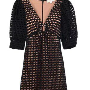 Micahel Kors | Black Geometric Eyelet Mini Dress | Size 4